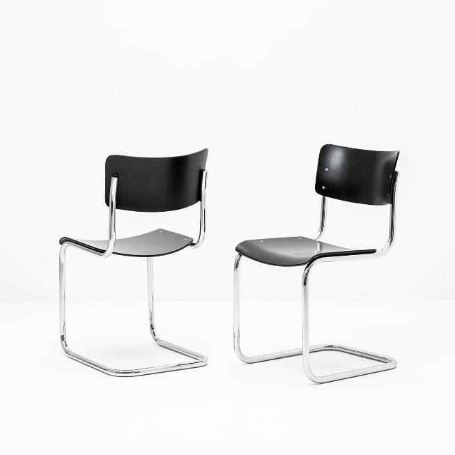 2er Set Freischwingerstühle Mart Stam, vintage