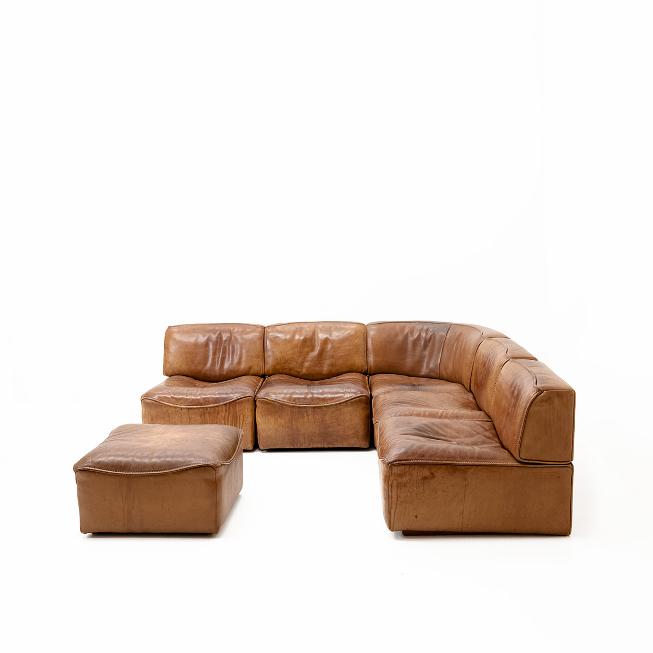 De Sede DS-15 Ledersofa, Modulares Vintage Sofa aus den 1970er-Jahren