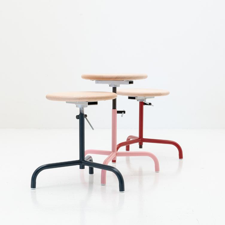Drehhocker | Höhe 40-62 cm | Dunkelblau, rosa, rot