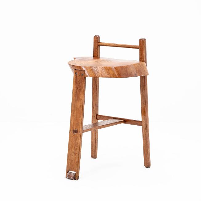 Dreibeiniger Hochstuhl mit Rolle, vintage