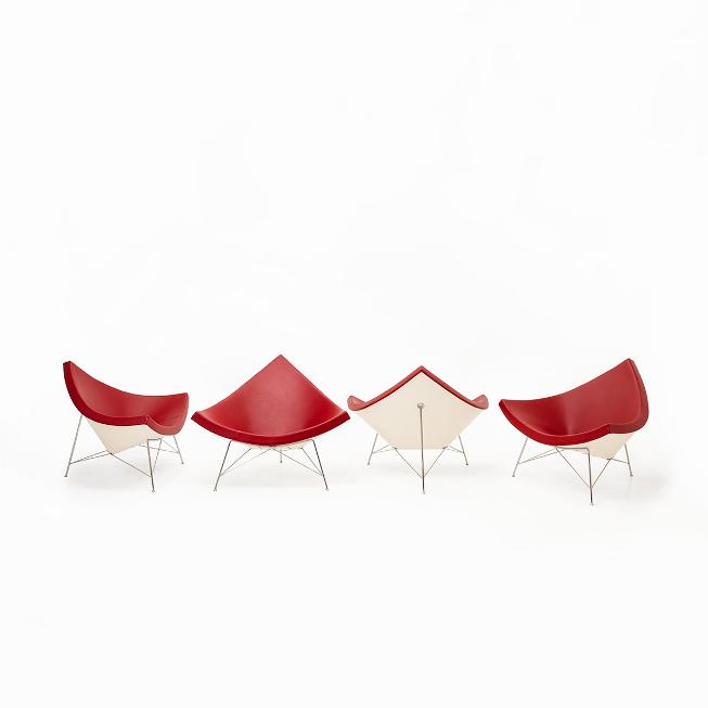 George Nelson Coconut Sessel, rotes Leder, Vitra
