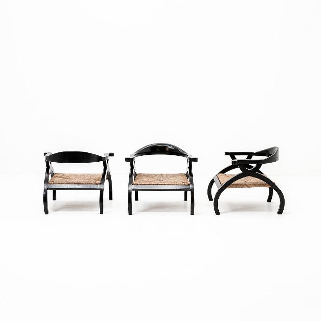 Kinderstuhlset, Rattan Sitzfläche, 1980er Jahre