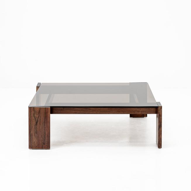 Loungetisch Palisander, Rauchglas, vintage