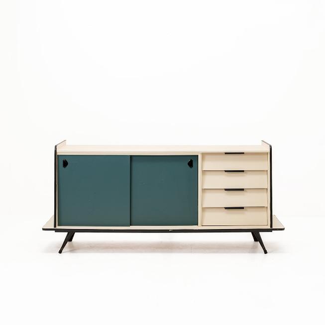 Sideboard Graublau Beige 50er Jahre