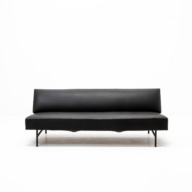 Vintage Daybed/Sofa, schwarzes Leder